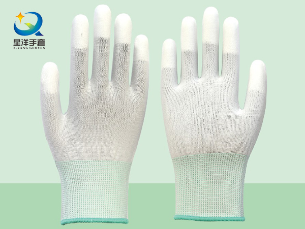 ESD Gloves with Finger Tip PU Coated Safety Work Gloves (P1007)