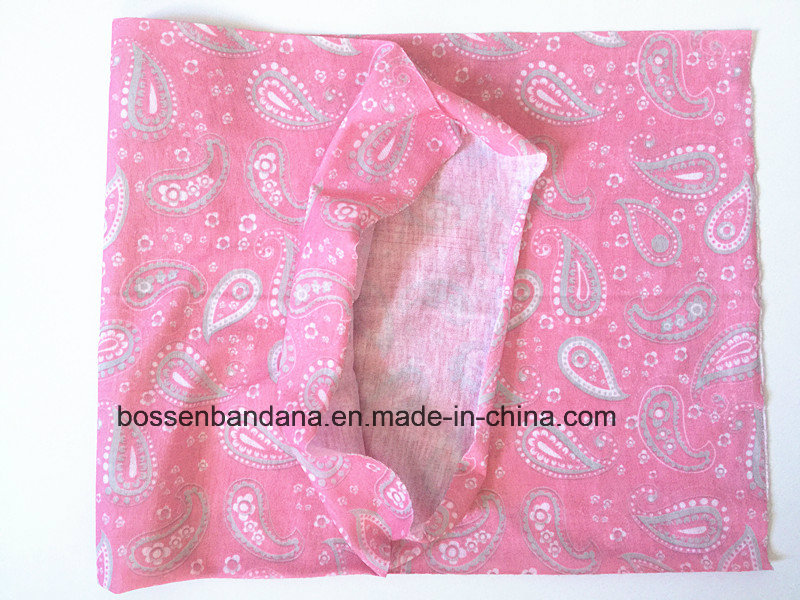 OEM Produce Customized Logo Printed Microfiber Sports Girl's Pink Paisley Promotional Headwear Buff