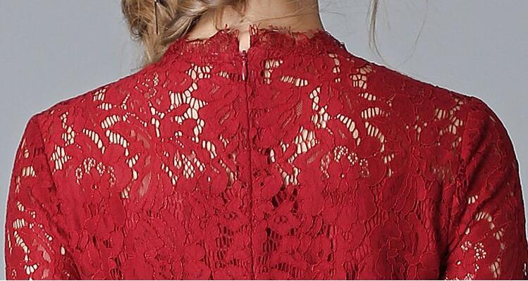 Fashion Latest Red Lace Charming Women's Dress