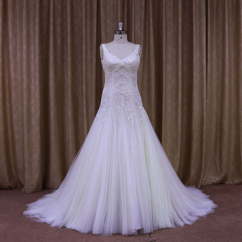 Personal Tailor's Sexy Beaded and Pleated Wedding Dress