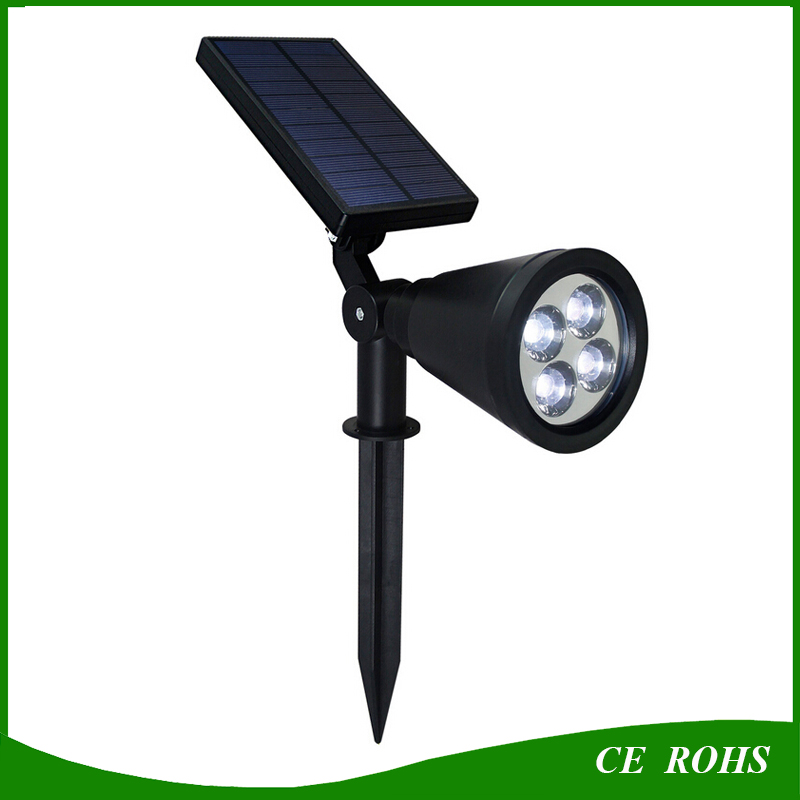 Garden Lawn Solar Lamp Waterproof LED Light Wall Spotlights with Ground Spike