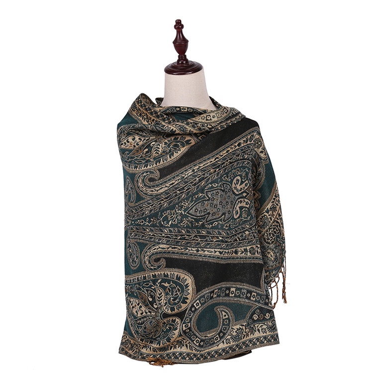 Elegant Women Long Scarf Jacquard Pashmina for Winter