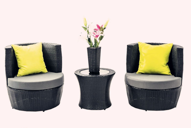 4 PCS Outdoor Black Rattan Stackable Patio Furniture