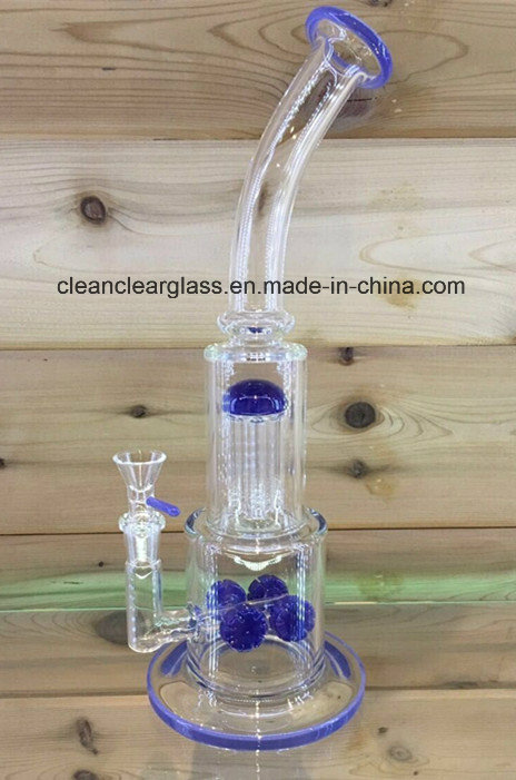 Wholesale High Quality Handblown USA Colored Glass Water Pipe Smoking Pipe with 4 Tyre Perc and Tree Perc