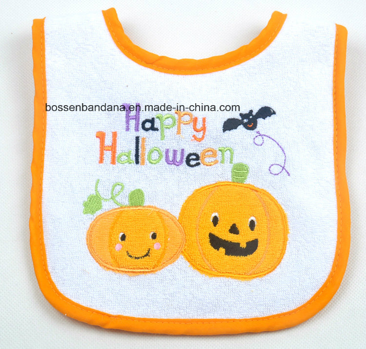 OEM Produce Customized Logo Embroidered Cotton Terry Baby Bandana Baby Drool Bib