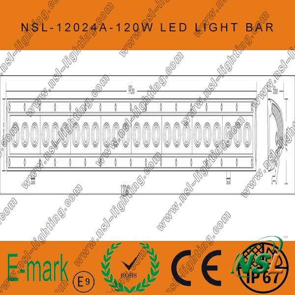 IP67, 120W LED off Road Light Bar, Spot/Flood/Combo 24PCS*5W Creee LED off Road Light Bar