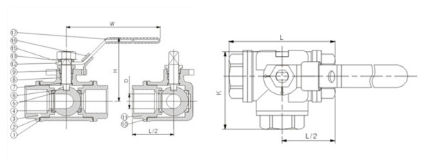 3PC T-Port Female Thread Stainless Steel Ball Valve with Handle