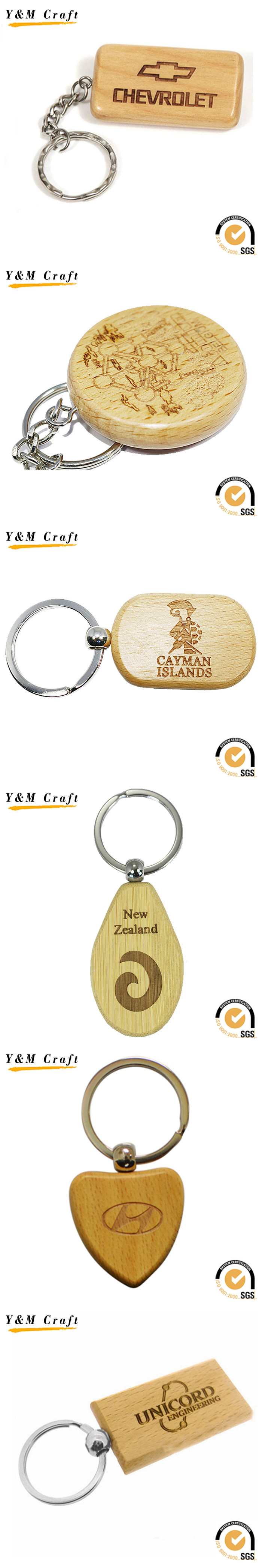 Fashion Survenir Gift Custom House Logo Wood Key Ring Wholesale