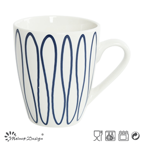 12oz Porcelain Mug with Blue Decal Creative Goemetrical Design