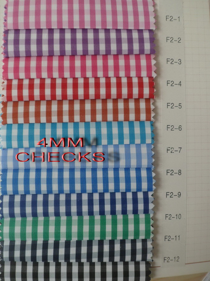 Pink/White Checks Twill CVC Yarn Dyed Fabric Shirting