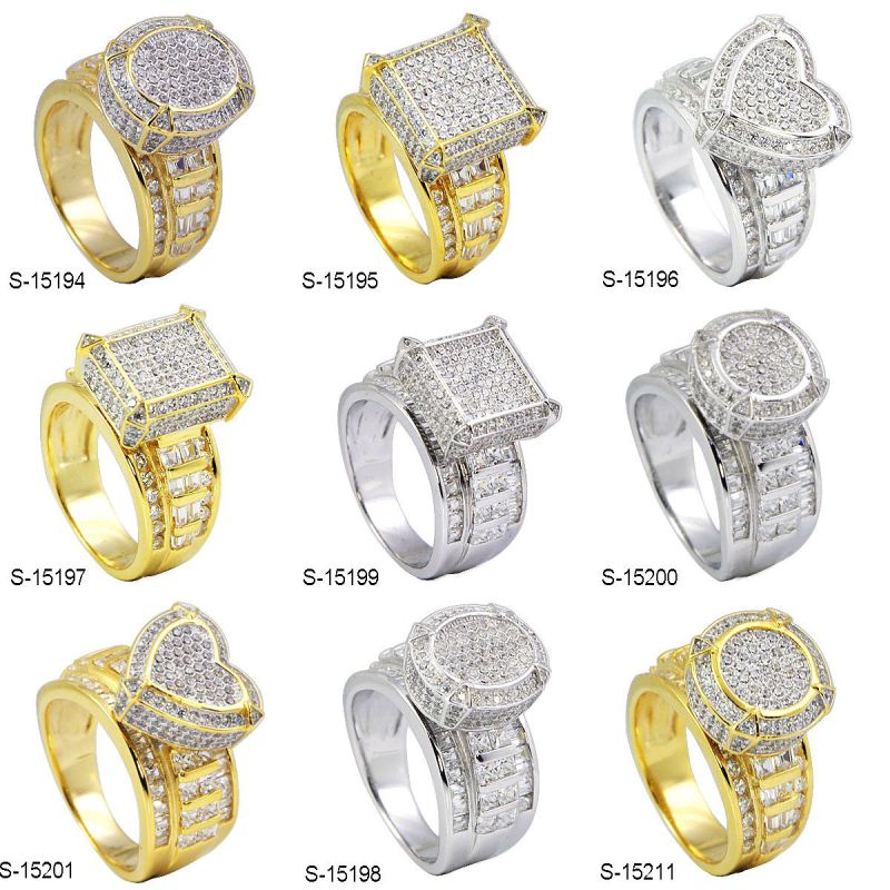 Fashion Jewelry 925 Silver Micro Pave Setting Rings. (Rhodium and 14K Gold Color)