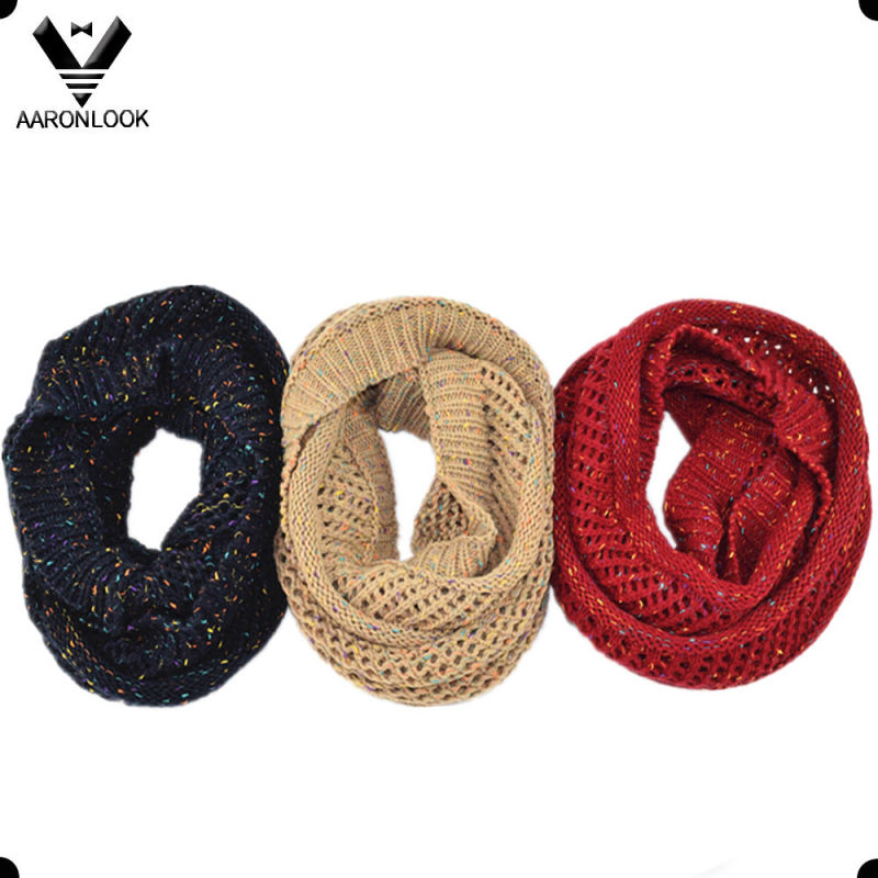 Lady's Fashion Nep Yarn Jacquard Infinity Scarf