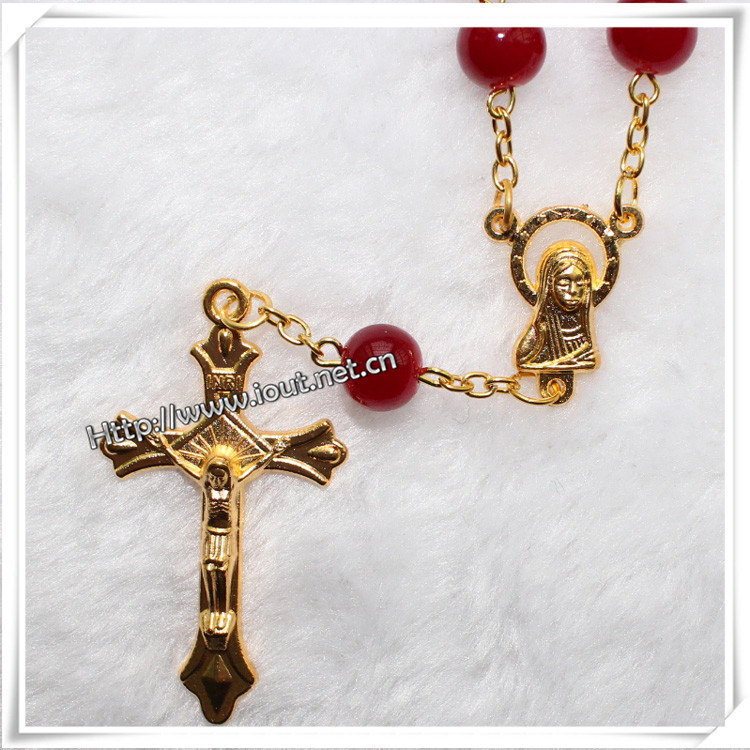 Religous Colorful Stone Bracelet, One Decade Rosary with Cross (IO-CE026)