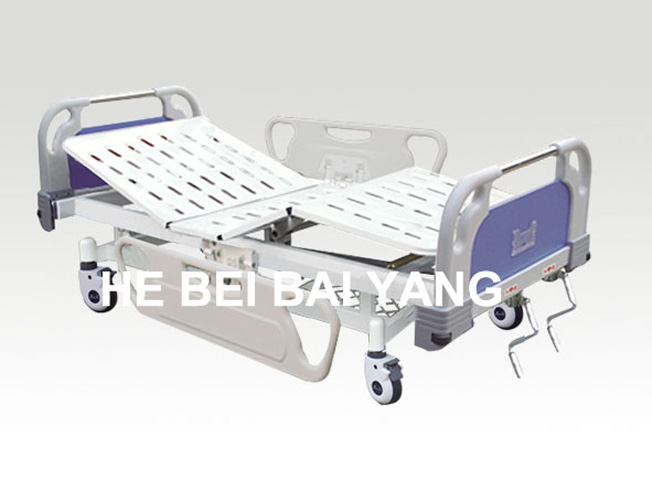 (A-58) -- Movable Double-Function Manual Hospital Bed with ABS Bed Head