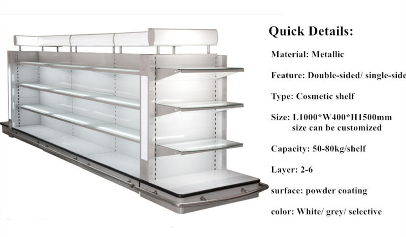 High Quality Display Gondola Shelves with Light Box for Cosmetics