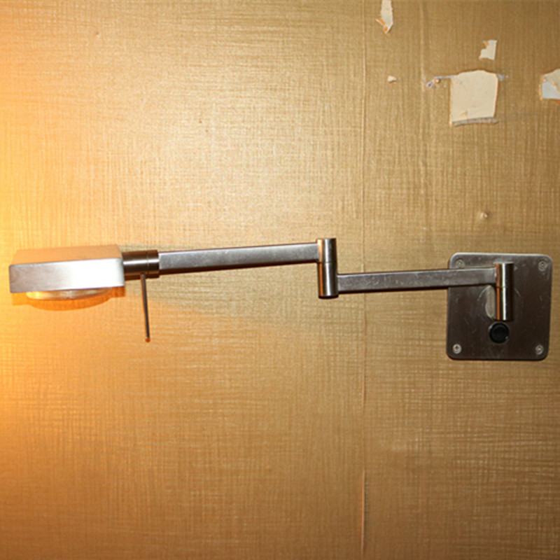 Hotel Decorative Rotatable Satin Nickel Bedside Reading Wall Lamp