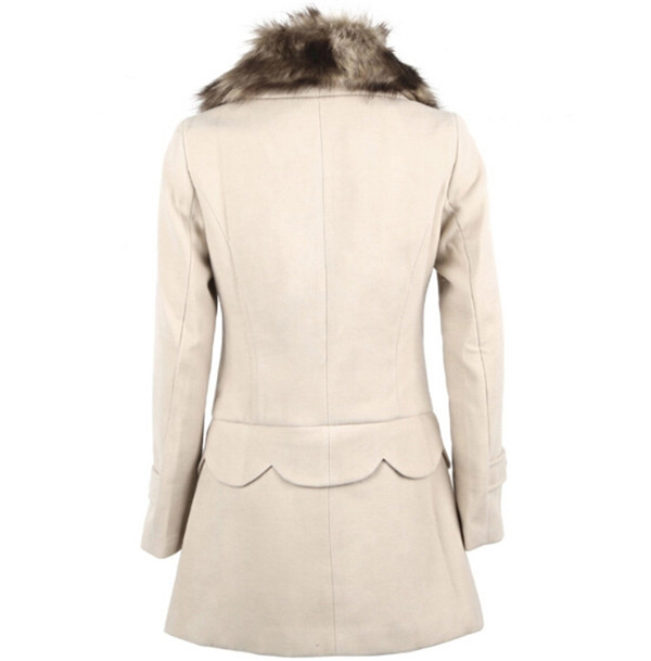 Korean Style Winter Long Jackets Multi Wear Fur Collar Double Breasted Women's Woolen Coat