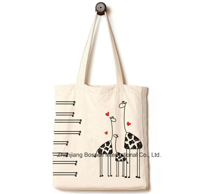 OEM Produce Customized Logo Printed Promotional Cartoon Cotton Canvas Craft Shopper Bag