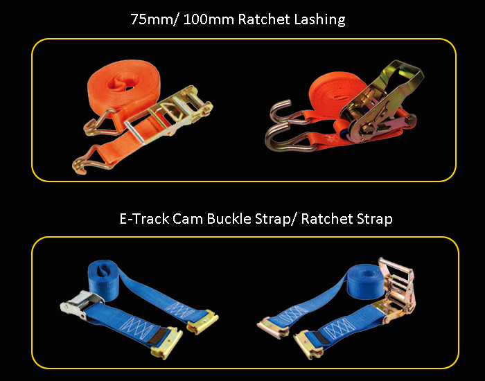 5 Ton 10m Polyester Yellow Ratchet Lashing Strap with Hooks