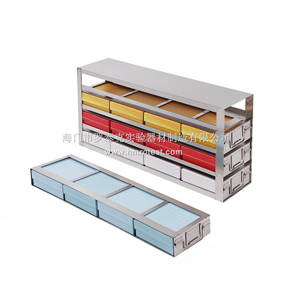 Biologix stainless steel 4x6 frame type freezer rack (dimensions:  560x137x339mm). Fits 24 standard 2” storage boxes (box size: 133x133x52mm). Storage  boxes sold separately. 1/pk 99-2224