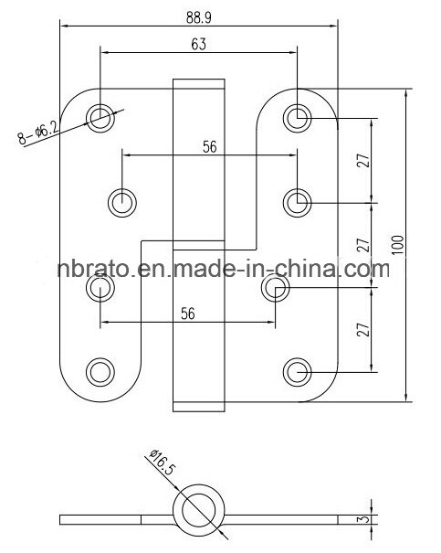 Flag Shaped Stainless Steel Doors Hinge