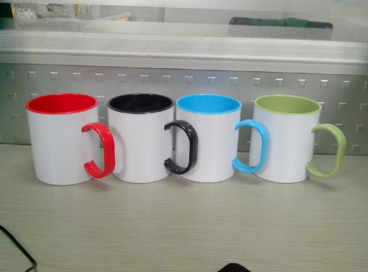 11oz Sublimation Coated Plastic Mug, Sublimation Coated Plastic Color Mug