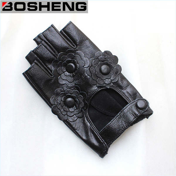 Lady Gloves Driving Cycling Gloves Unlined Fingerless Leather Gloves
