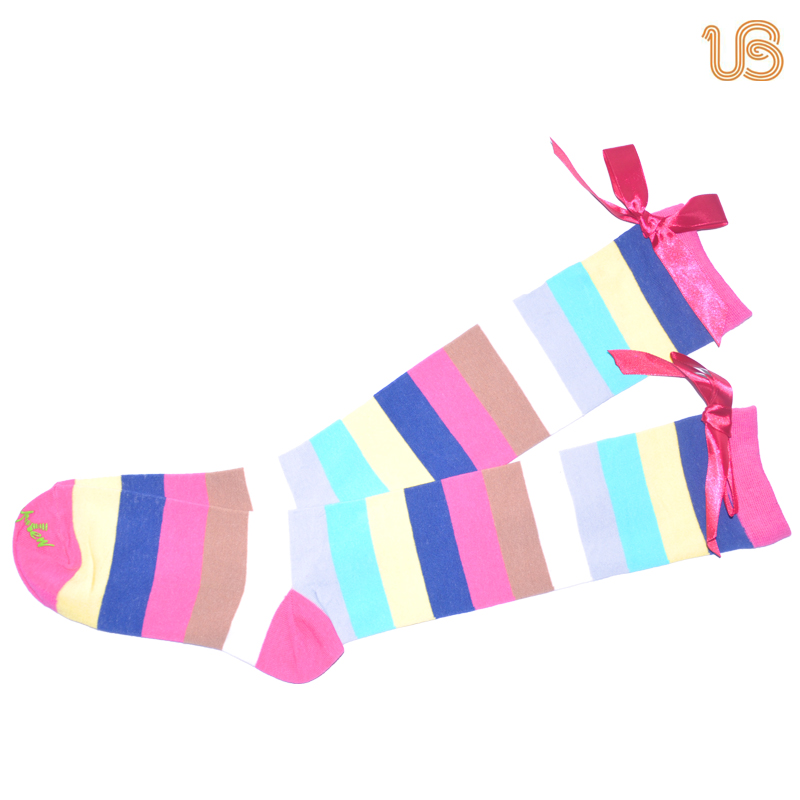 Women's Cotton Knee High Sock with Bow (UB-303)