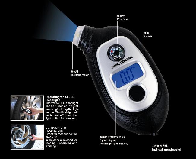 Hot High Quality LCD Digital Display Car Used Tire Pressure Gauge