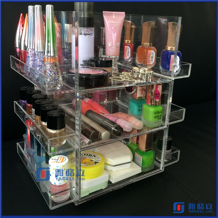 Facial Acrylic Storage Drawer / Cosmetic Organizer Box W/ Tissue Dispenser