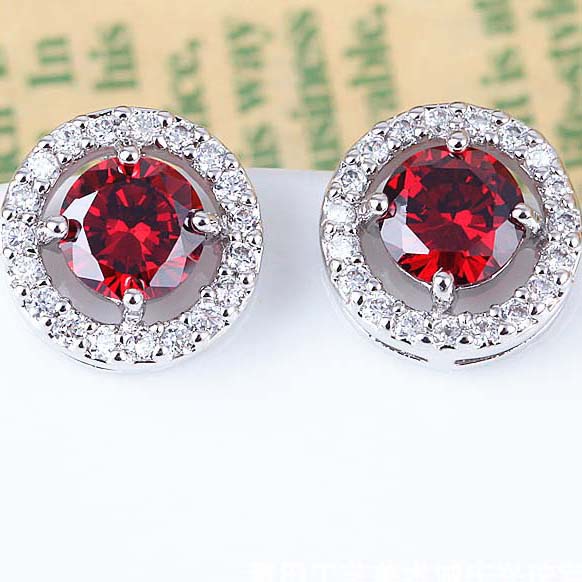 CZ Diamond Jewelry AAA Zircon Round Boucle Earrings