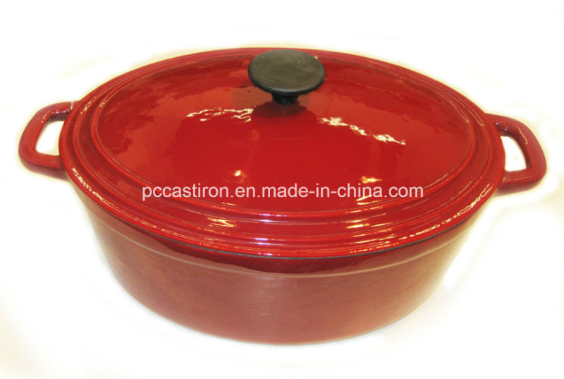 Enamel Oval Cast Iron Dutch Oven China Factory Size 33X26cm