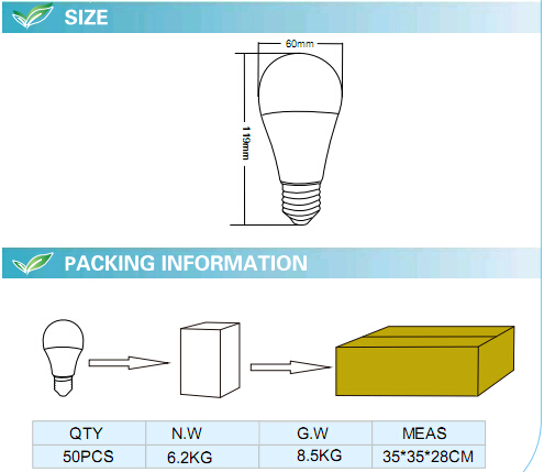 LED Bulb A60 15W CE RoHS Approval