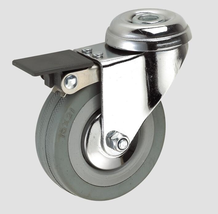 3inch Gray Rubber Industry Caster with Whole Brake