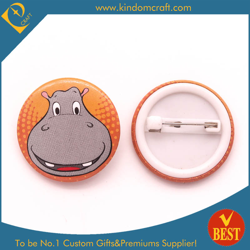 Hippo's Big Smile Face Tin Button Badge for Gift or Souvenir