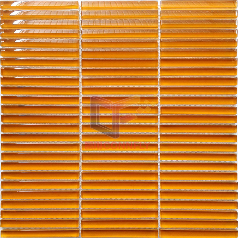 Crystal Tile Orange Color in Strip Shape Mosaic (PT108)