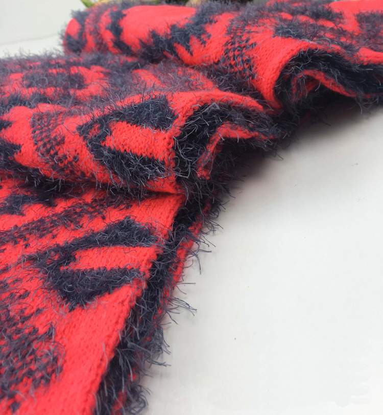 Winter Warm Diamond Checked Feather Yarn Heavy Knitted Scarf (SK177)