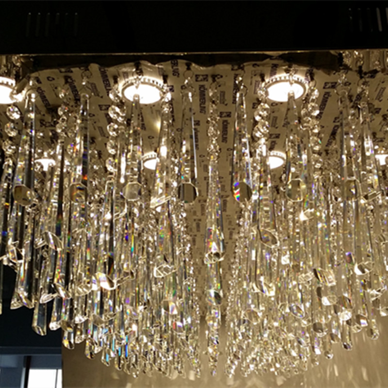 High Quality Hanging Project Lamp Rectangular Luxury Clear Crystal Chandelier