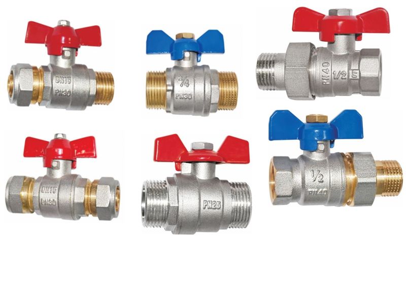 Brass Male-Male Ball Valve with Butterfly Handle (a. 0115)