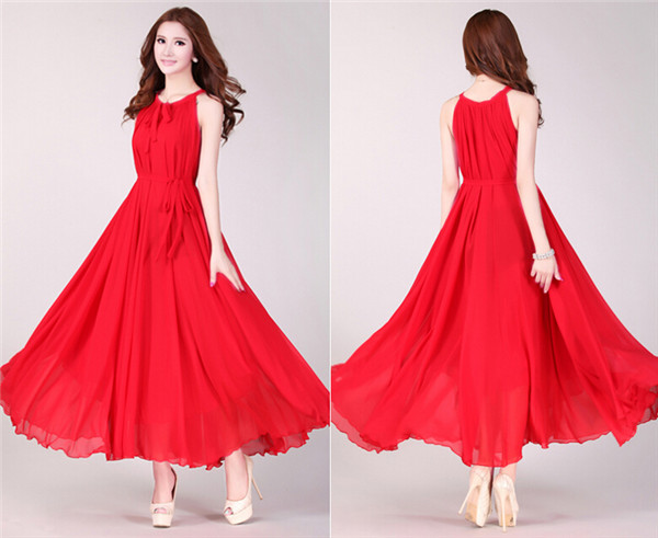 2015 Korean Style Slim Chiffon Bohemian Maxi Boutique Dress (50226)