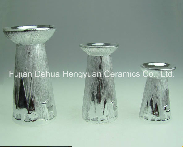 More Style of Silver Ceramic Candlestick in Christmas Design