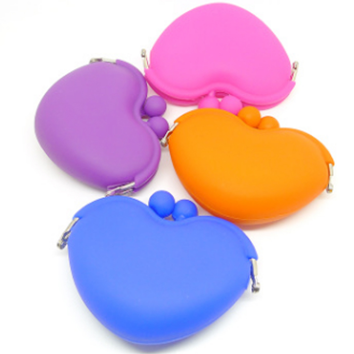 Creative Design Mini Colorful Heart Shaped Portable Silicone Coin Purse