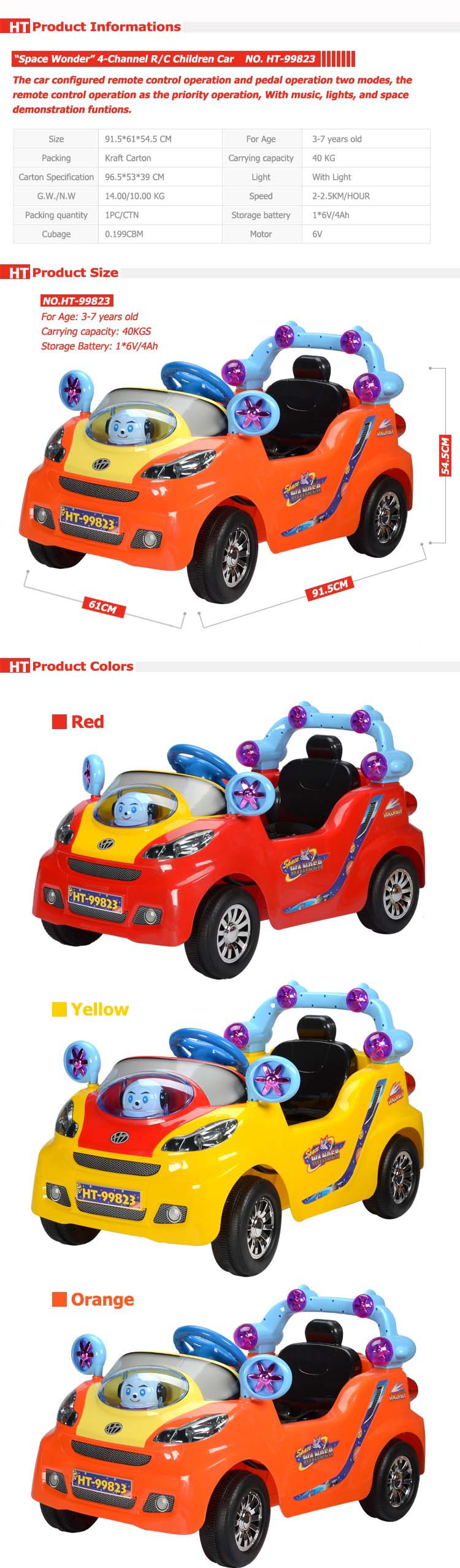 Ride on Car Remote Control Car (HT-99823)