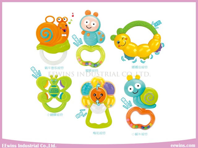 Infant Toys Plastic Baby Rattles with Music (6PCS)