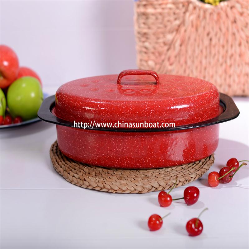 Sunboat Cast Iron Roaster/Enamel Oval Roaster/with Cover Kitchenware/ Houseware Pot