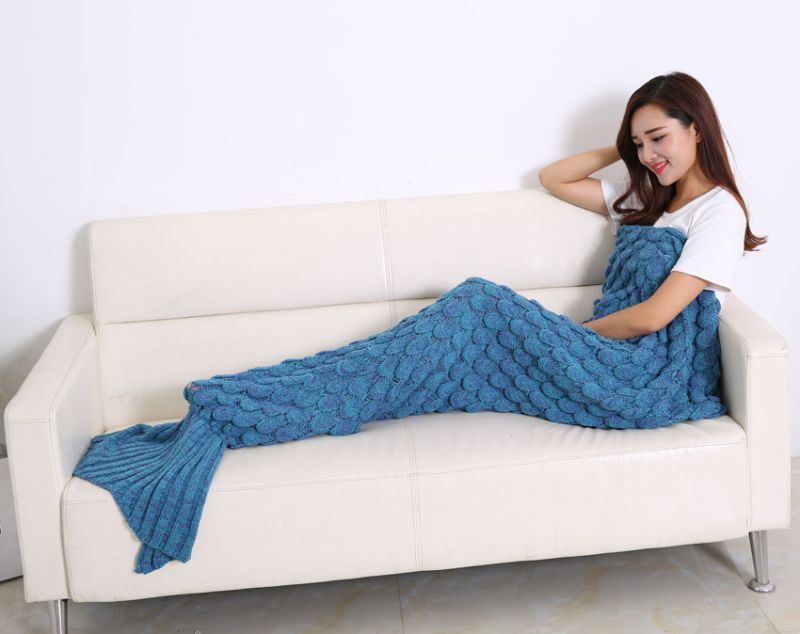 Mermaid Tail Blanket (74.86X35.46 inch) , Not Home Warm and Soft Knitted Mermaid Blanket for Kids and Adults