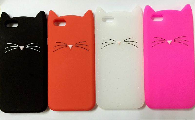 Cute Cat Pattern Silicone Phone Case for iPhone 5/6/7/Plus