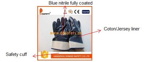 Blue Nitrile Fully Dipped Gloves Safety Gloves Ce Dcn308