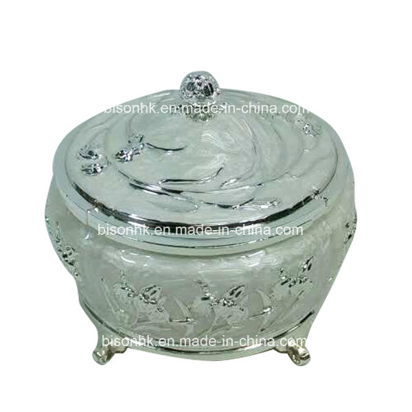 Oval Silver Metal Box for Jewelry