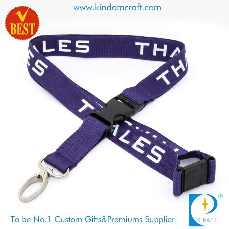 Wholesale High Quality Promotional Flat Polyester Printed Lanyard with Dog Clip From China